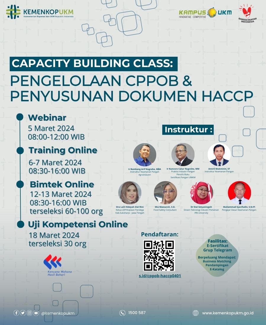 Training dan Sertifikasi Pengelolaan CPPOB dan Penyusunan Dokumen HACCP oleh Kampus UKM