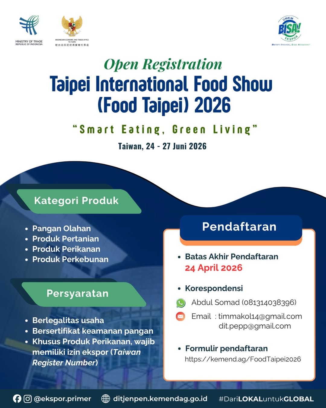 Open Registration Taipei International Food Show (Food Taipei) 2026